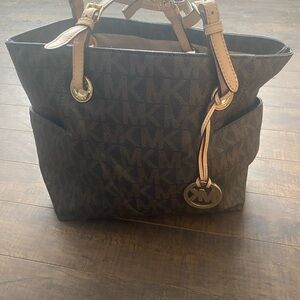 Michael Kors Jet set Brown and Tan Signature Tote